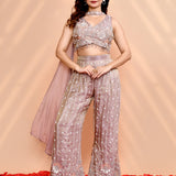 Dusty Mauve Tissue Silk Indo-Western Set