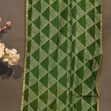 Green Organza Tissue Printed Bandhani Saree With Gold Embroidery Border