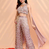 Dusty Mauve Tissue Silk Indo-Western Set