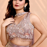 Dusty Mauve Tissue Silk Indo-Western Set