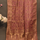Mauve Banarasi Katan Silk Saree In Antique Gold Zari Jaal