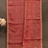 Blush Pink Sheer Organza Foil Saree With Multicolour Floral Trellis