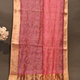 Pink Designer Silk Saree With Gold Jaal Weave And Maroon Contrast Border