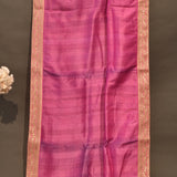 Pink Silk Blend Designer Saree Featuring Stripes With Gold Embroidered Border
