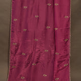 Elegant Burgundy Georgette Saree With Hand-Embroidered Scattered Floral Motifs