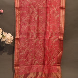 Vibrant Peach Cotton Saree With Hand-Embroidered Gold Beaded Floral Motifs