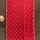 Crimson Red Silk Saree With All-Over Sequin Buttis And Embroidery Border