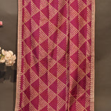 Bandhani Printed Saree In Burgundy With Gold Zari Border