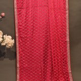 Peach Georgette Designer Saree With Silver Embroidered Border