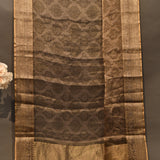 Antique Bronze Organza Tissue Fusion Saree With Jaal Design