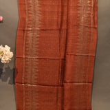 Deep Reddish Brown Sheer Saree With Metallic Gold Foil Print