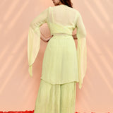 Pale Green Chinon Georgette Indo-Western Set