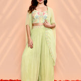 Pale Green Chinon Georgette Indo-Western Set