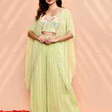 Pale Green Chinon Georgette Indo-Western Set