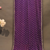 Royal Purple Designer Silk Saree With All Over Embroidery Jaal