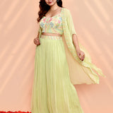 Pale Green Chinon Georgette Indo-Western Set