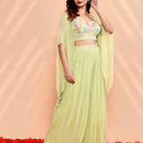 Pale Green Chinon Georgette Indo-Western Set