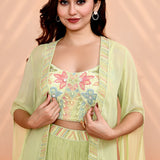 Pale Green Chinon Georgette Indo-Western Set