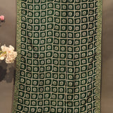Gorgeous Dark Green Designer Saree With Bandhani Pattern And Embroidery Border