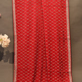 Red Silk Designer Saree With Embroidered Jaal In Silver Zari