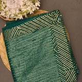 Emerald Green Net Designer Saree With Shimmer Highlights And Striped Sequin Border