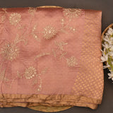 Pink And Gold Organza Tissue Designer Saree With Embroidered Floral Jaal