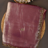 Elegant Mauve Tissue Designer Saree With Embroidery Border