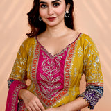 Earthy Green Georgette Embroidered Sharara Set
