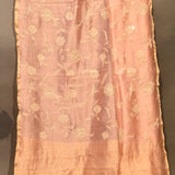 Pink And Gold Organza Tissue Designer Saree With Embroidered Floral Jaal
