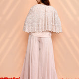 Pale Pink Georgette Floral Indo-Western Set
