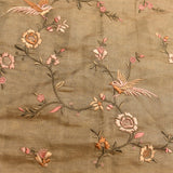 Beige Organza Tissue Saree With Hand Embroidered Bird And Floral Motifs