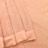 Peach Georgette Saree With Diagonal Gold Sequin Stripes