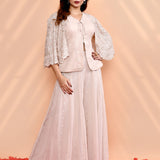 Pale Pink Georgette Floral Indo-Western Set