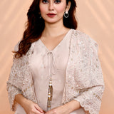 Pale Pink Georgette Floral Indo-Western Set