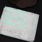 Sage Green Kanjivaram Saree With Dusty Pink Fern & Floral Embroidery