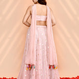 Pale Pink Faux Georgette Indo-Western Set