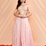 Pale Pink Faux Georgette Indo-Western Set