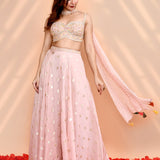 Pale Pink Faux Georgette Indo-Western Set