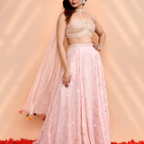 Pale Pink Faux Georgette Indo-Western Set