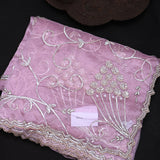 Mauve Kanjivaram Saree With Sequin Vine Embroidery & Floral Bouquet Motif