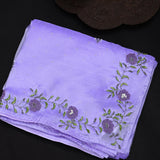 Lavender Organza Kanjivaram Saree With Beaded Floral Vine Embroidery