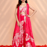 Bright Pink Georgette Indo-Western Set