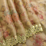 Peach Organza Floral Fusion Saree