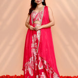 Bright Pink Georgette Indo-Western Set