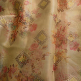 Peach Organza Floral Fusion Saree