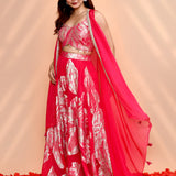 Bright Pink Georgette Indo-Western Set