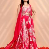 Bright Pink Georgette Indo-Western Set