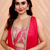 Bright Pink Georgette Indo-Western Set