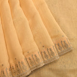 Peach Organza Saree With Scattered Gold Sequin Buttis