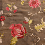 Elegant Brown Tissue Saree With Floral Jaal And Butti Work
